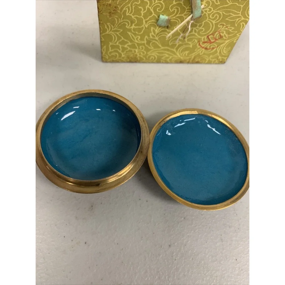 Antique Chinese Green Cloisonné ‎ Trinket Vanity Dresser Box Lidded Jar Enamel